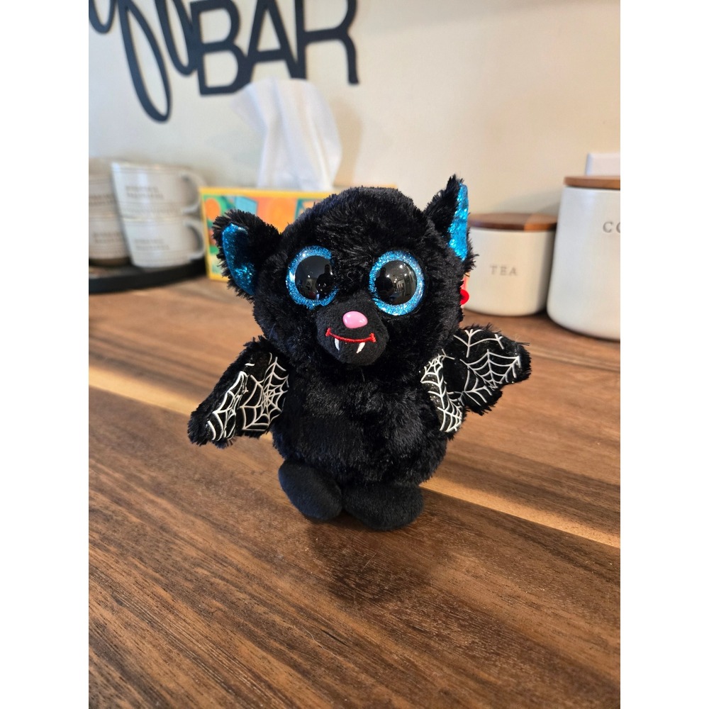 Ty Beanie Boos Batrick Black Bat Blue Glitter Eyes Halloween Plush 6 Inch NEW